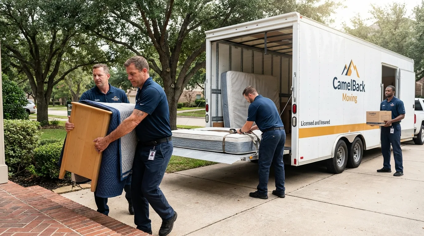 Crew loading residential truck for cross-state move from Westwood, NJ